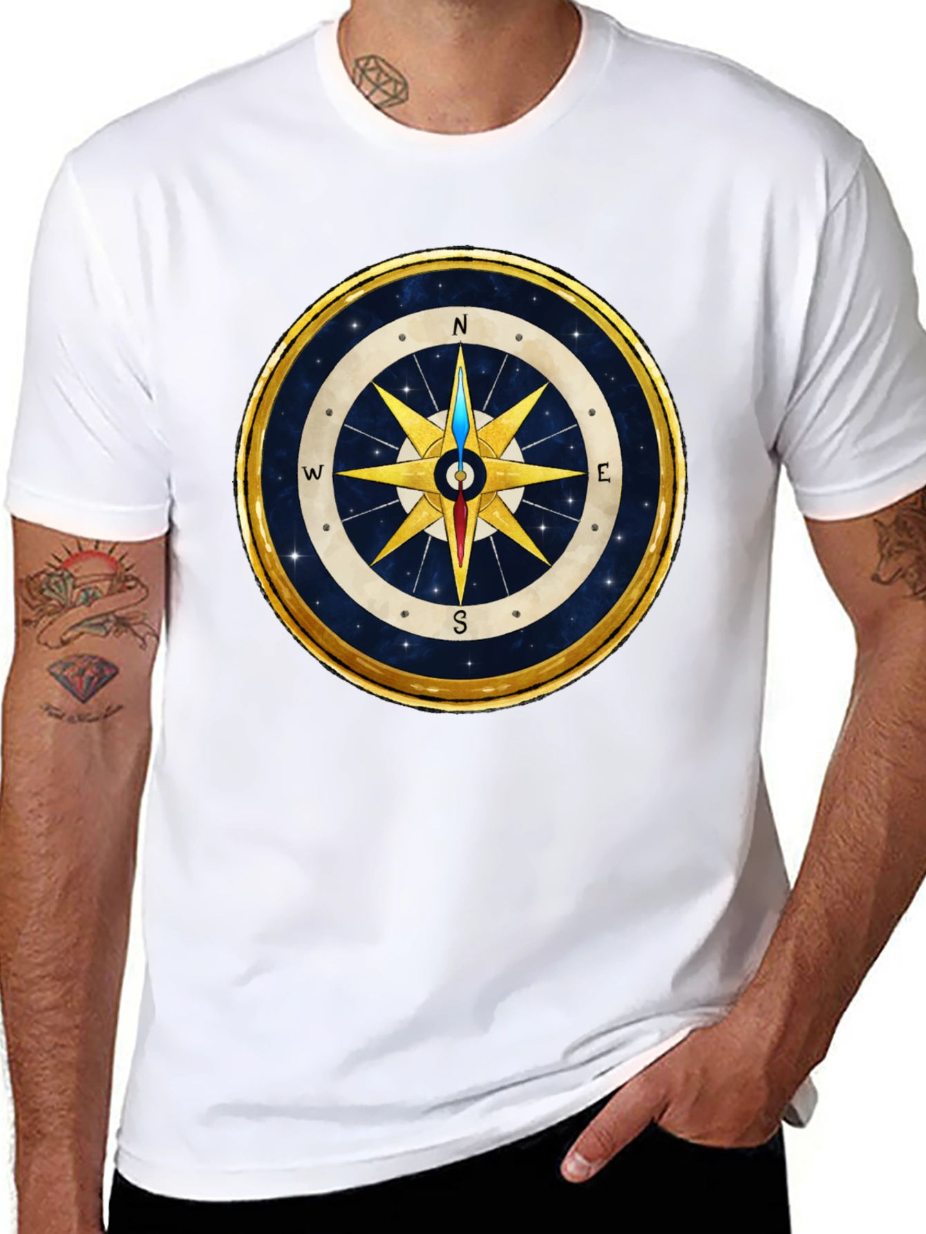 Compass Rose Graphic T-Shirt - Stylish Nautical Design