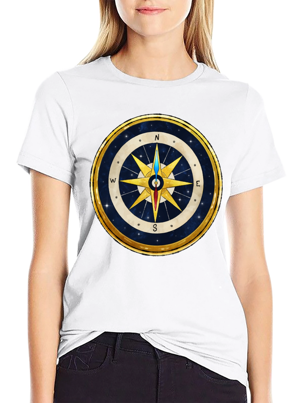 Compass Rose Graphic T-Shirt - Stylish Nautical Design