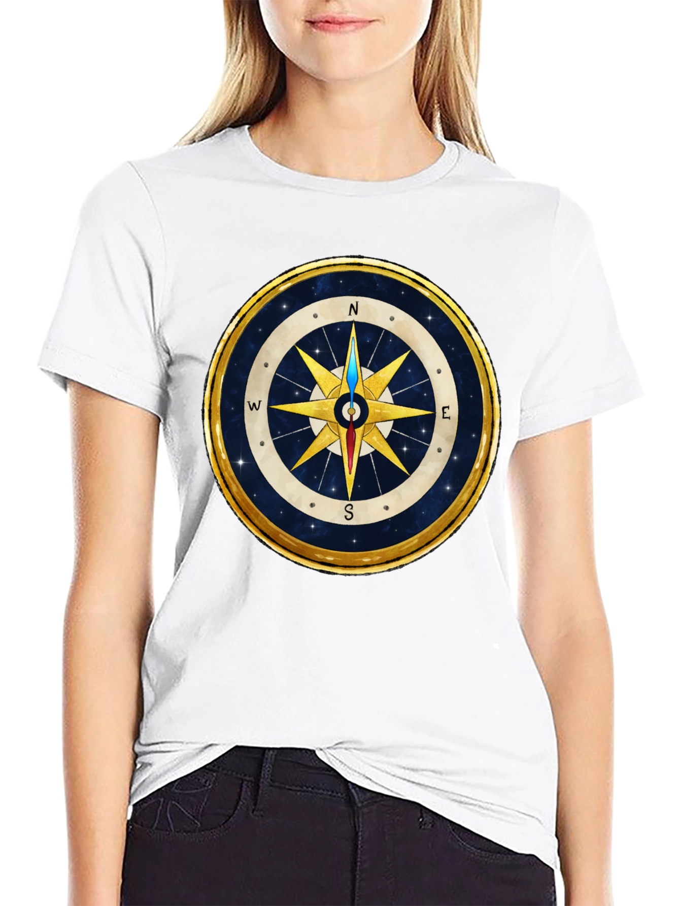 Compass Rose Graphic T-Shirt - Stylish Nautical Design