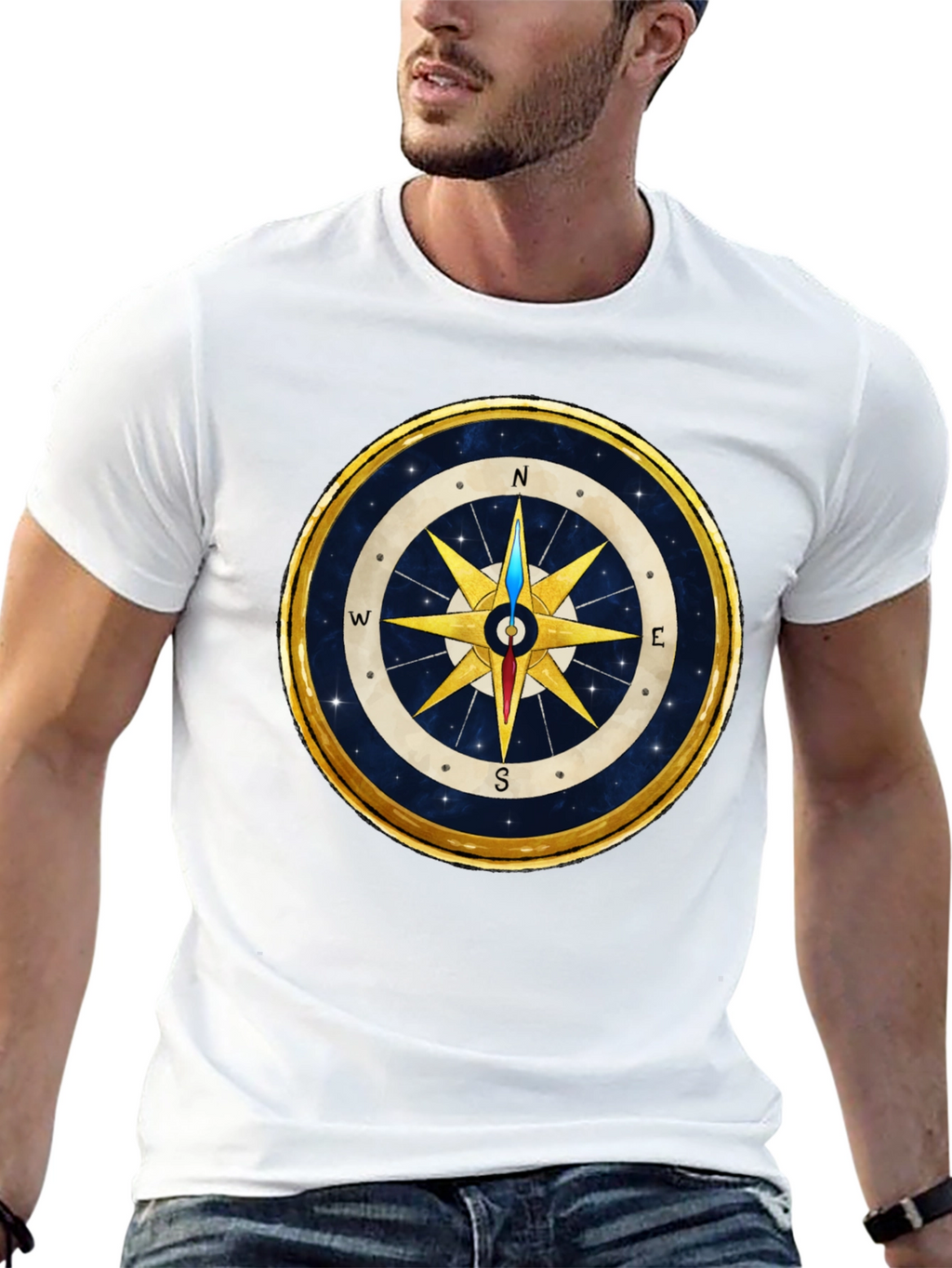Compass Rose Graphic T-Shirt - Stylish Nautical Design