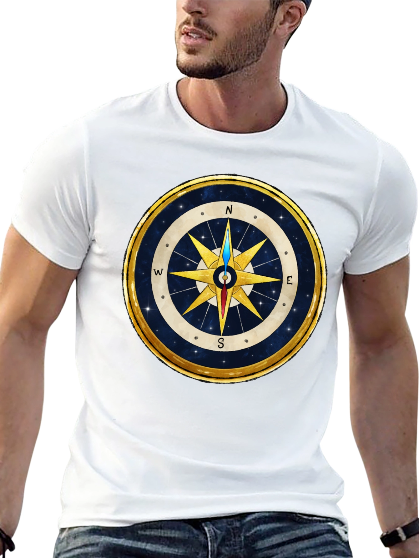 Compass Rose Graphic T-Shirt - Stylish Nautical Design