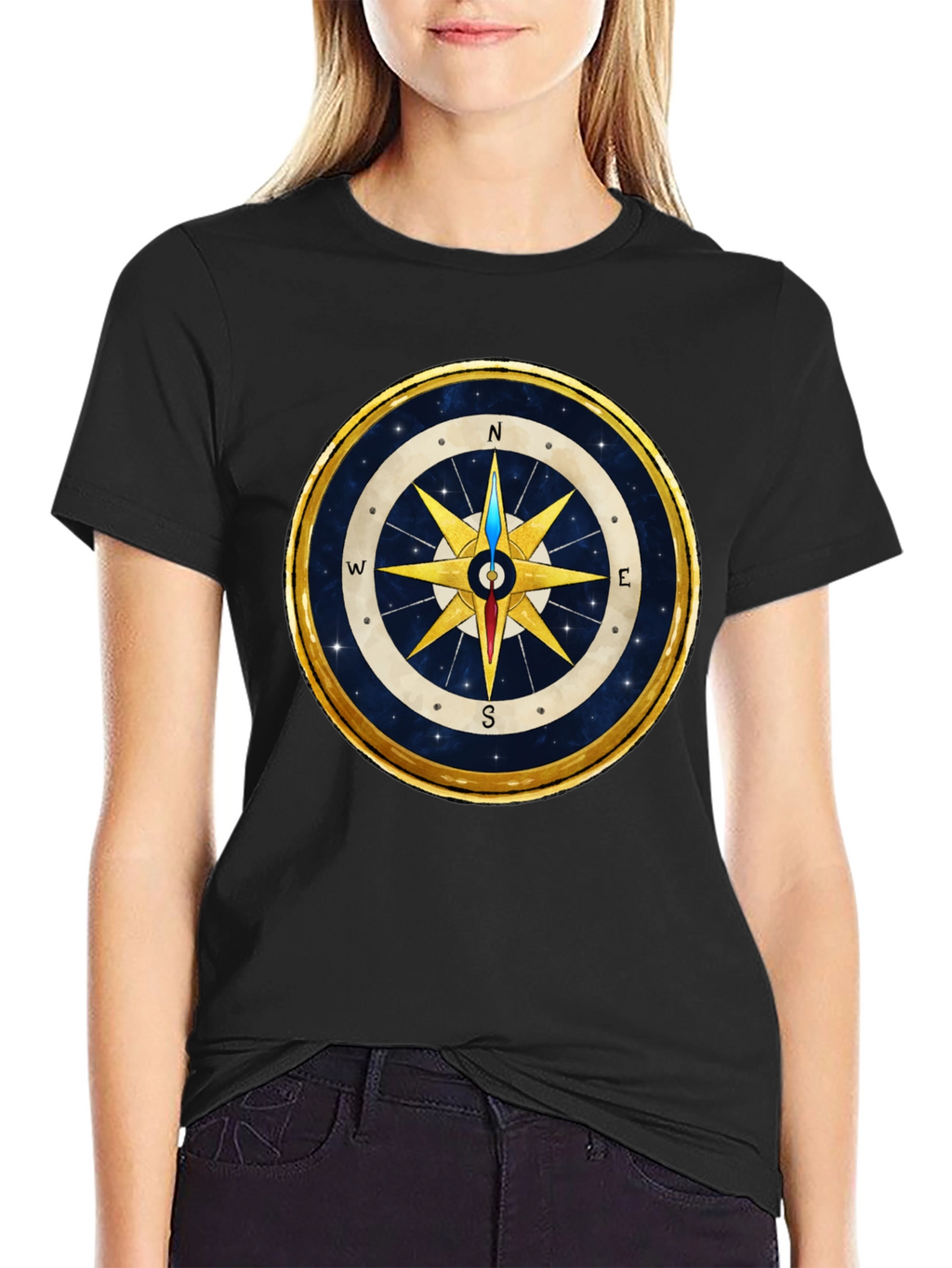 Compass Rose Graphic T-Shirt - Stylish Nautical Design