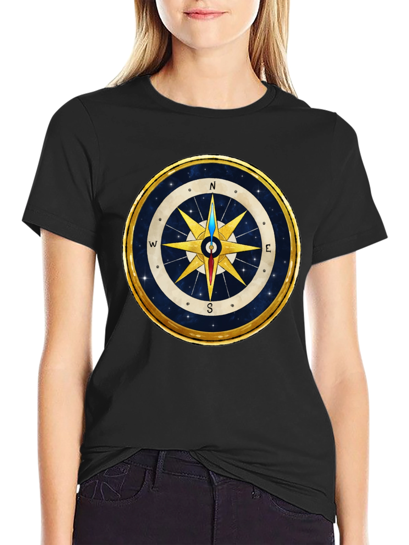 Compass Rose Graphic T-Shirt - Stylish Nautical Design