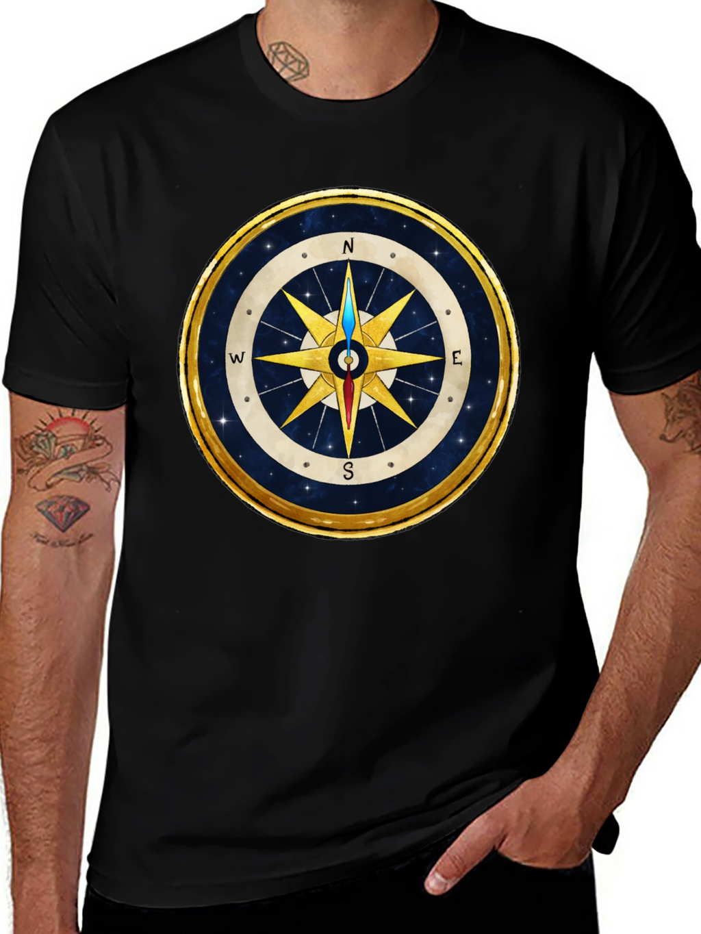 Compass Rose Graphic T-Shirt - Stylish Nautical Design