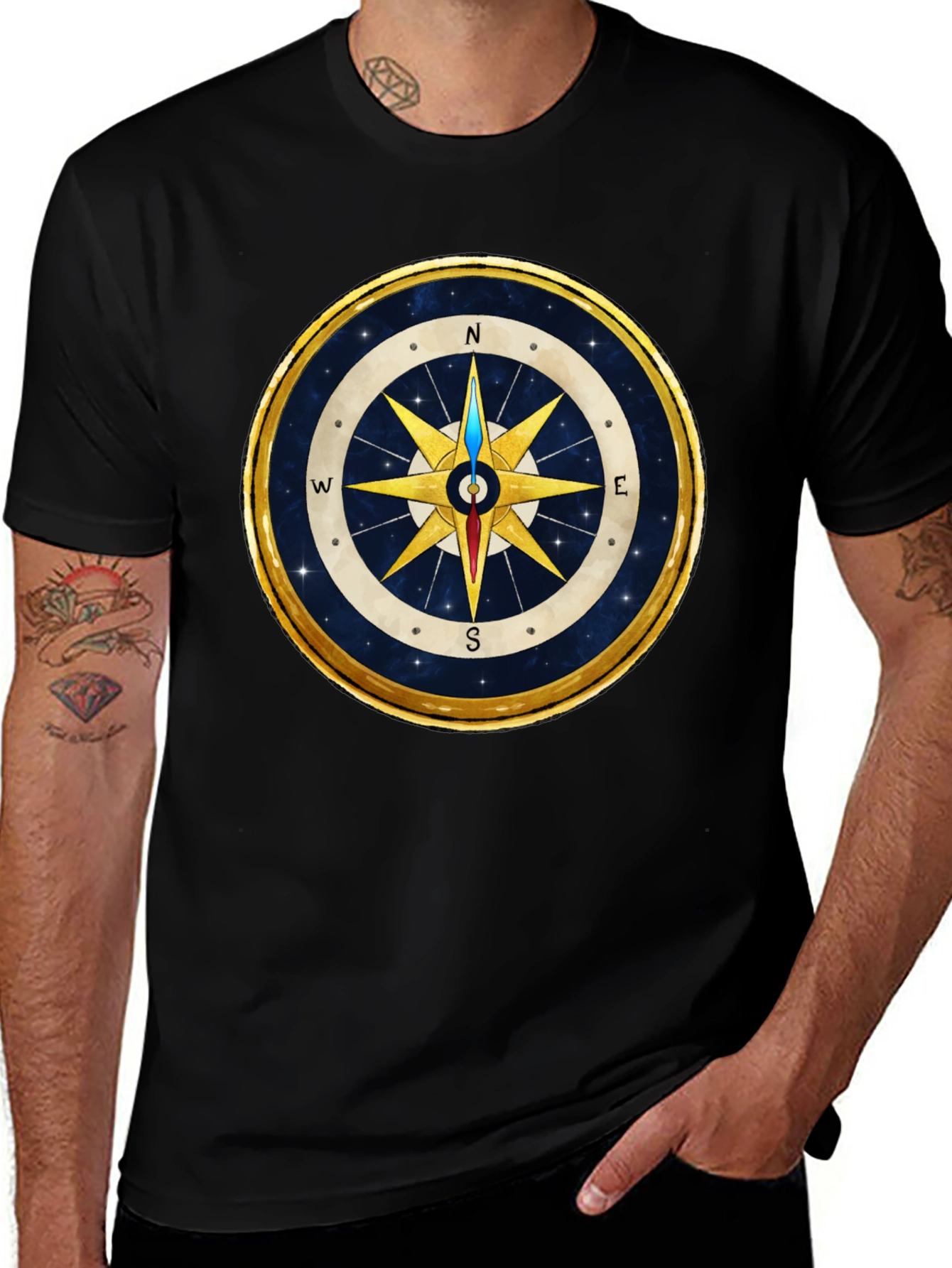 Compass Rose Graphic T-Shirt - Stylish Nautical Design
