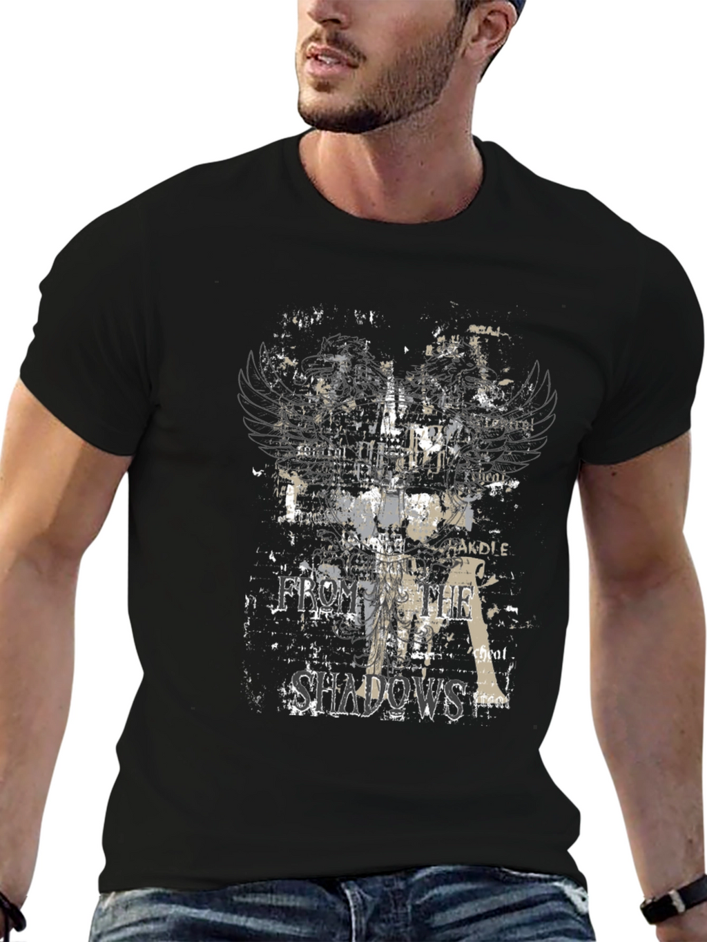 Shadows Graphic Tee - Cool Black T-Shirt