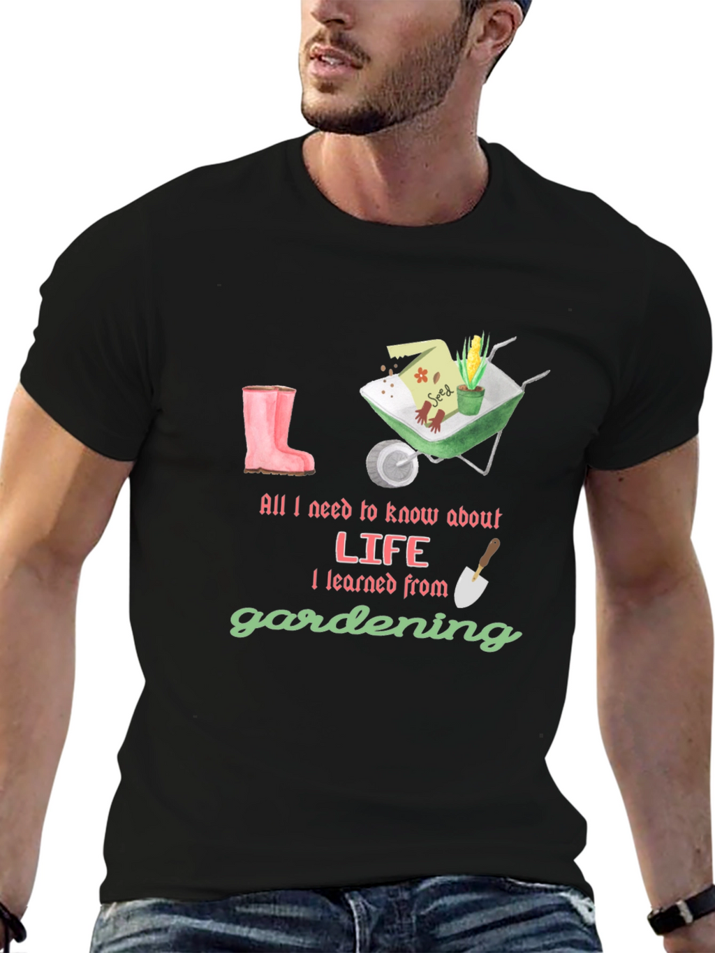 Gardening Life T-Shirt - Black Cotton Tee