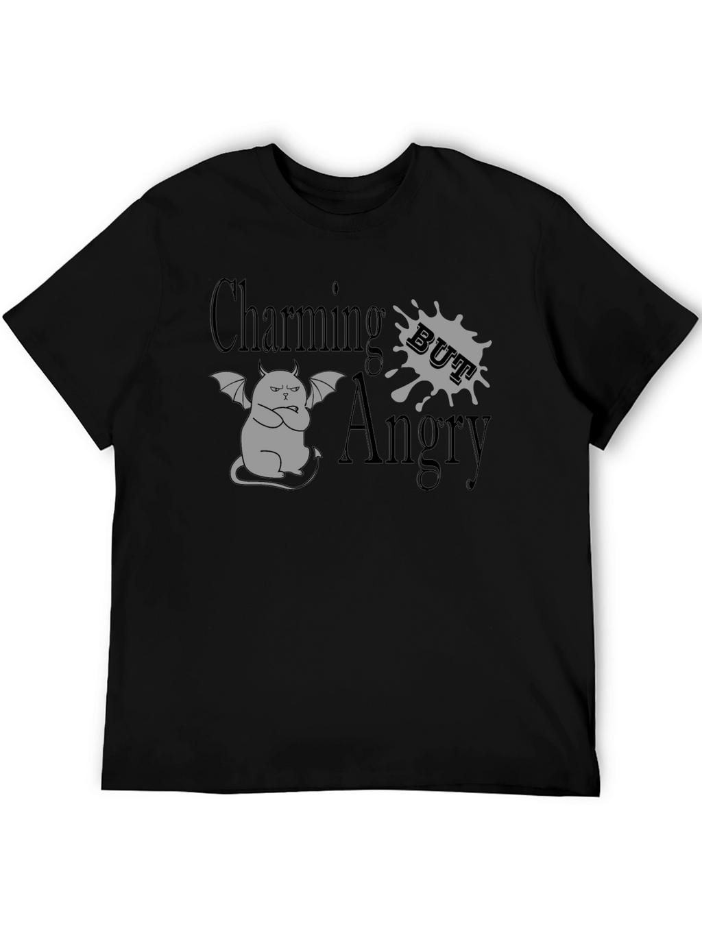 Charming But Angry Cat Graphic T-Shirt