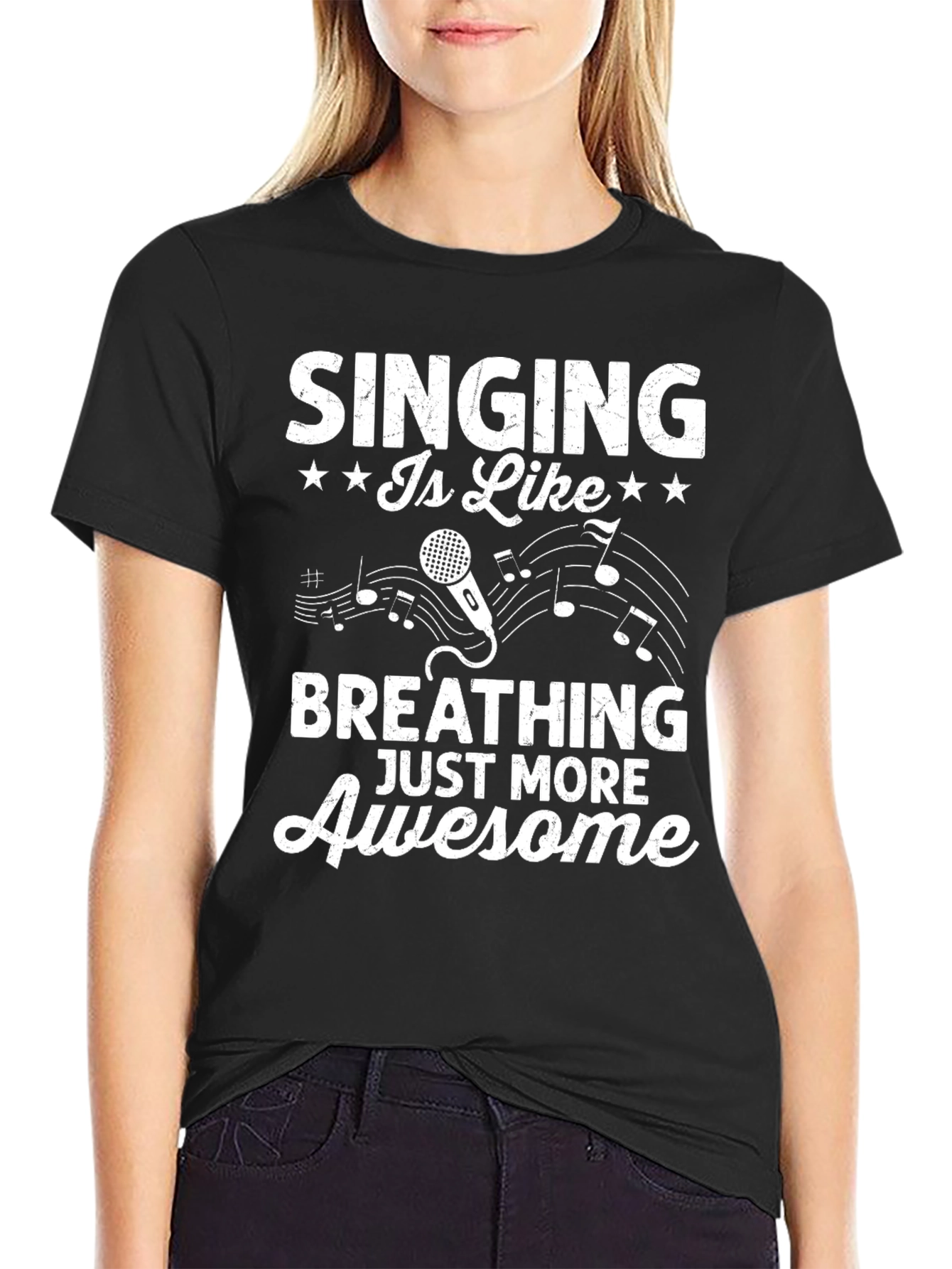 Singing is Like Breathing Awesome Black T-Shirt