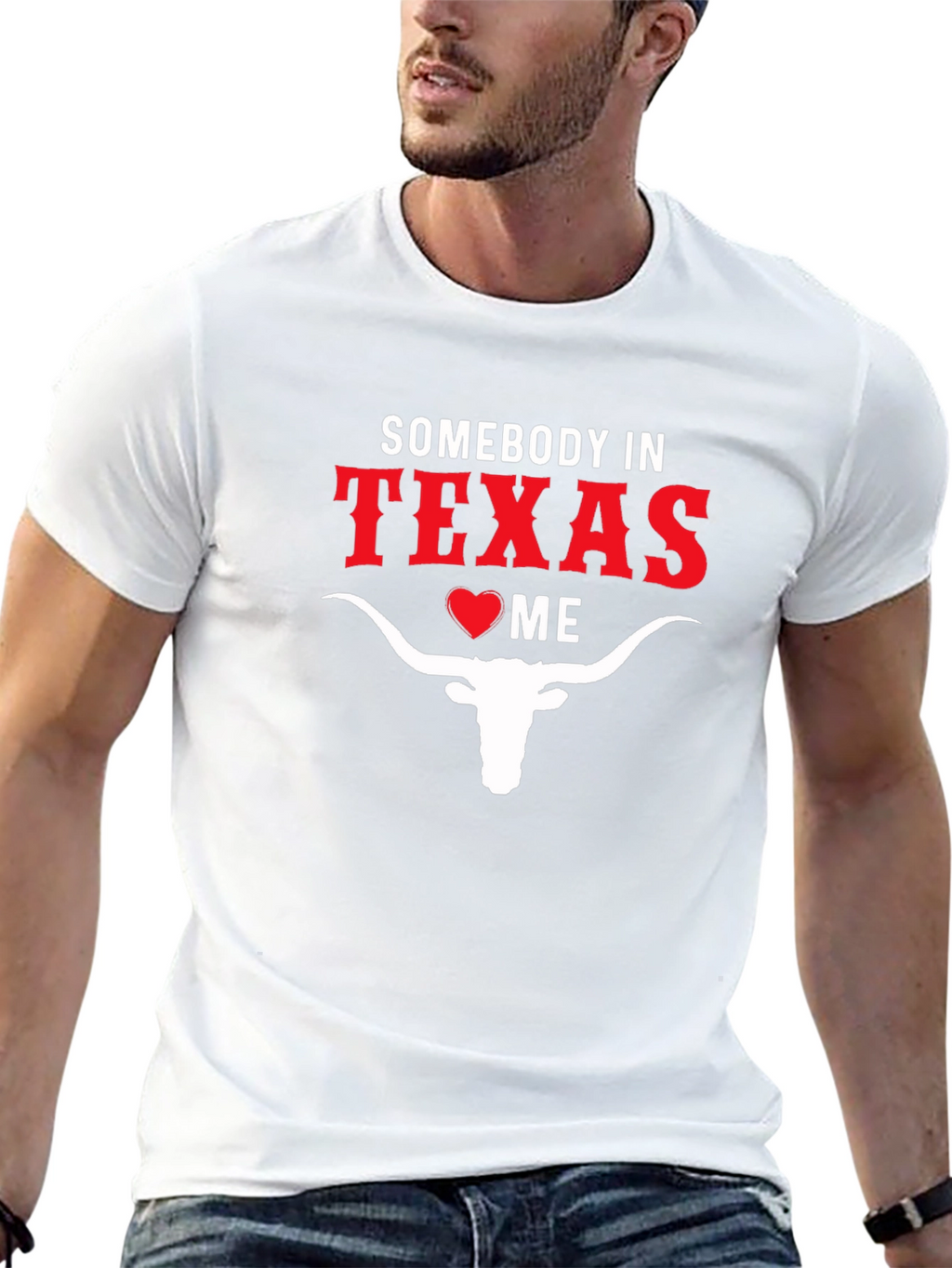 Somebody in Texas Loves Me Black Cotton T-Shirt