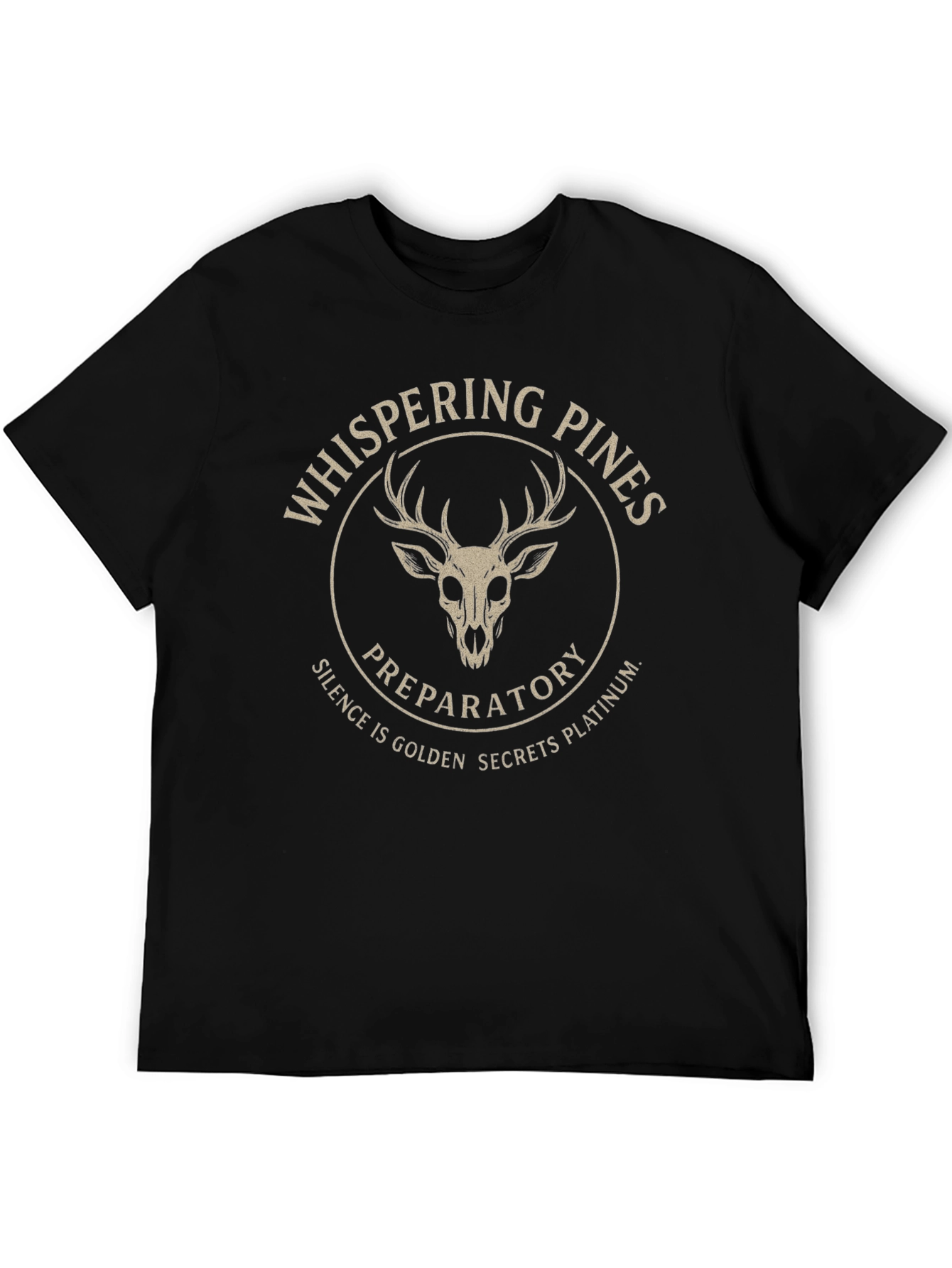 Whispering Pines Deer Skull Black T-Shirt