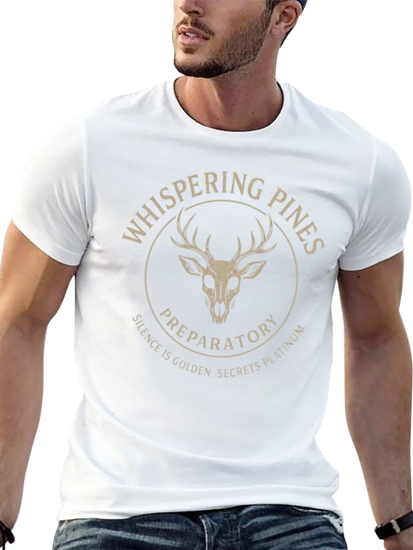Whispering Pines Deer Skull Black T-Shirt