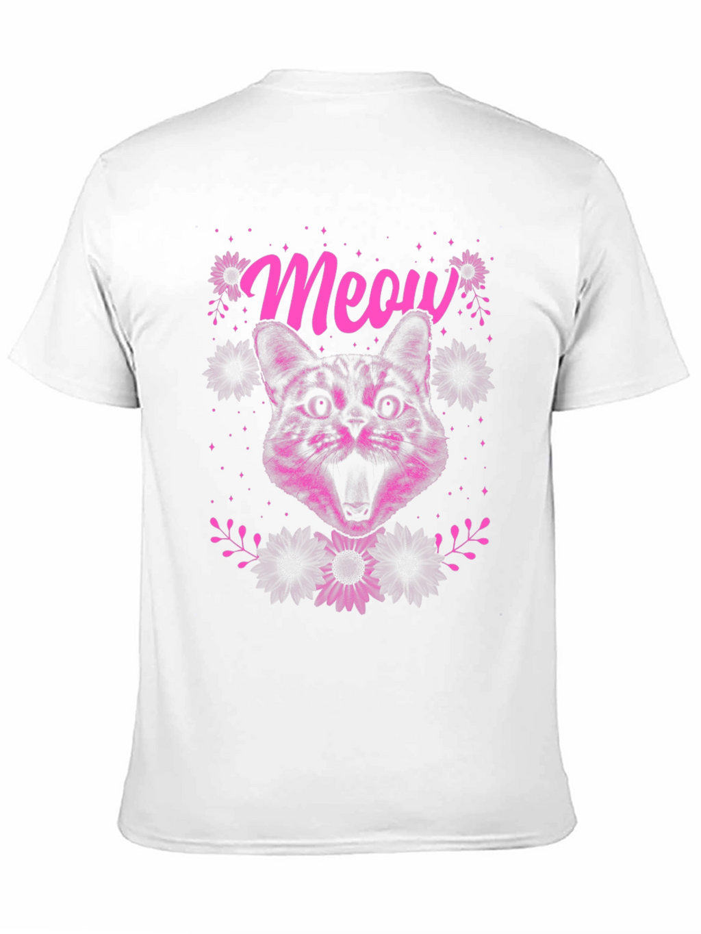 Meow Cat Graphic Print Tee - Black