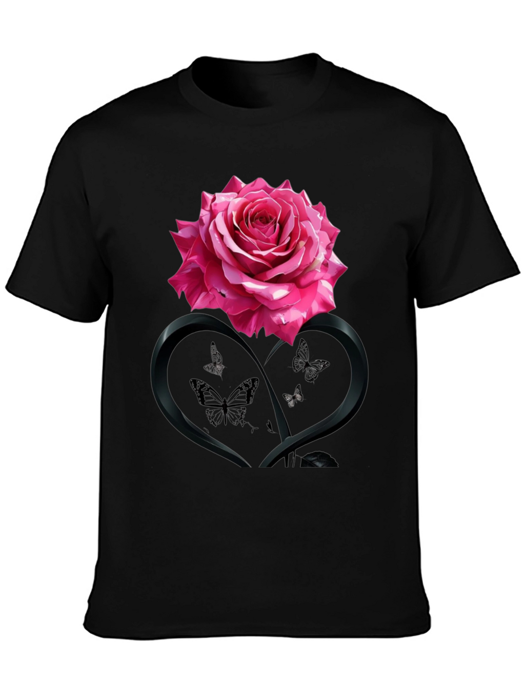 Rose Heart Butterfly Graphic Tee