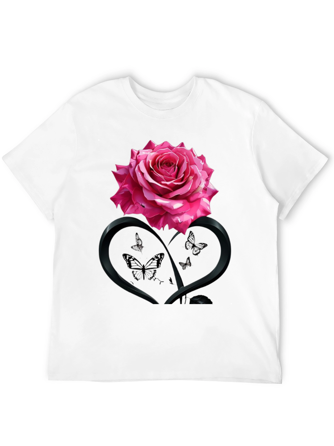 Rose Heart Butterfly Graphic Tee