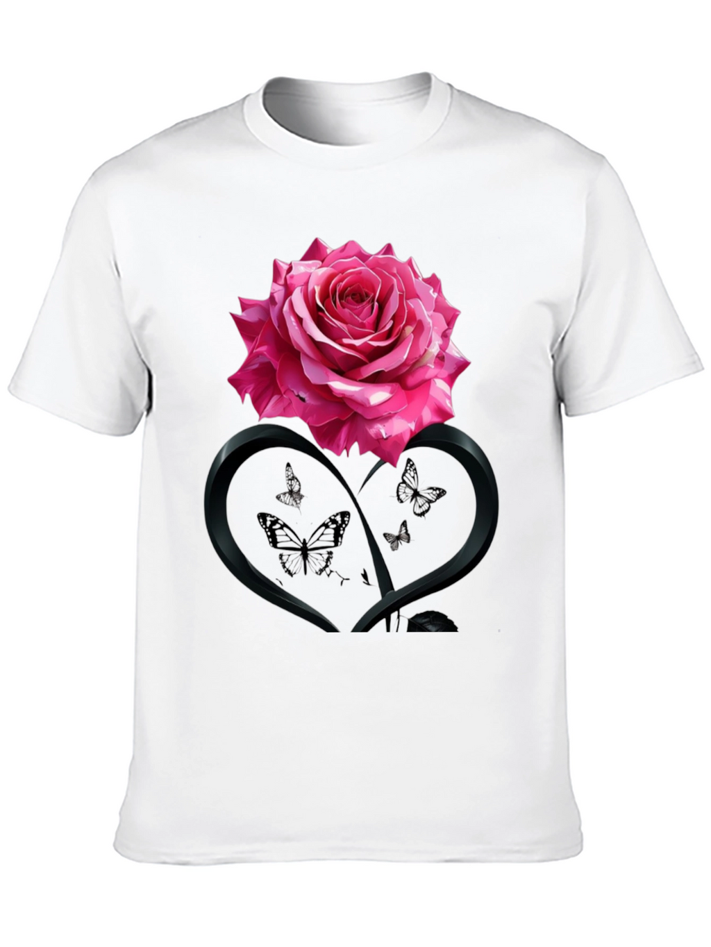 Rose Heart Butterfly Graphic Tee