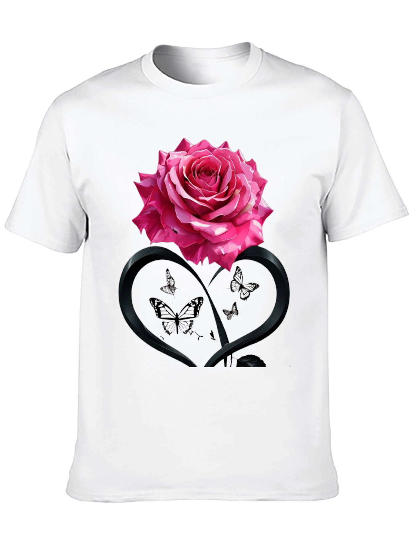 Rose Heart Butterfly Graphic Tee