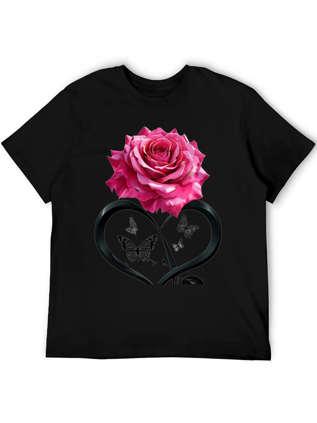 Rose Heart Butterfly Graphic Tee