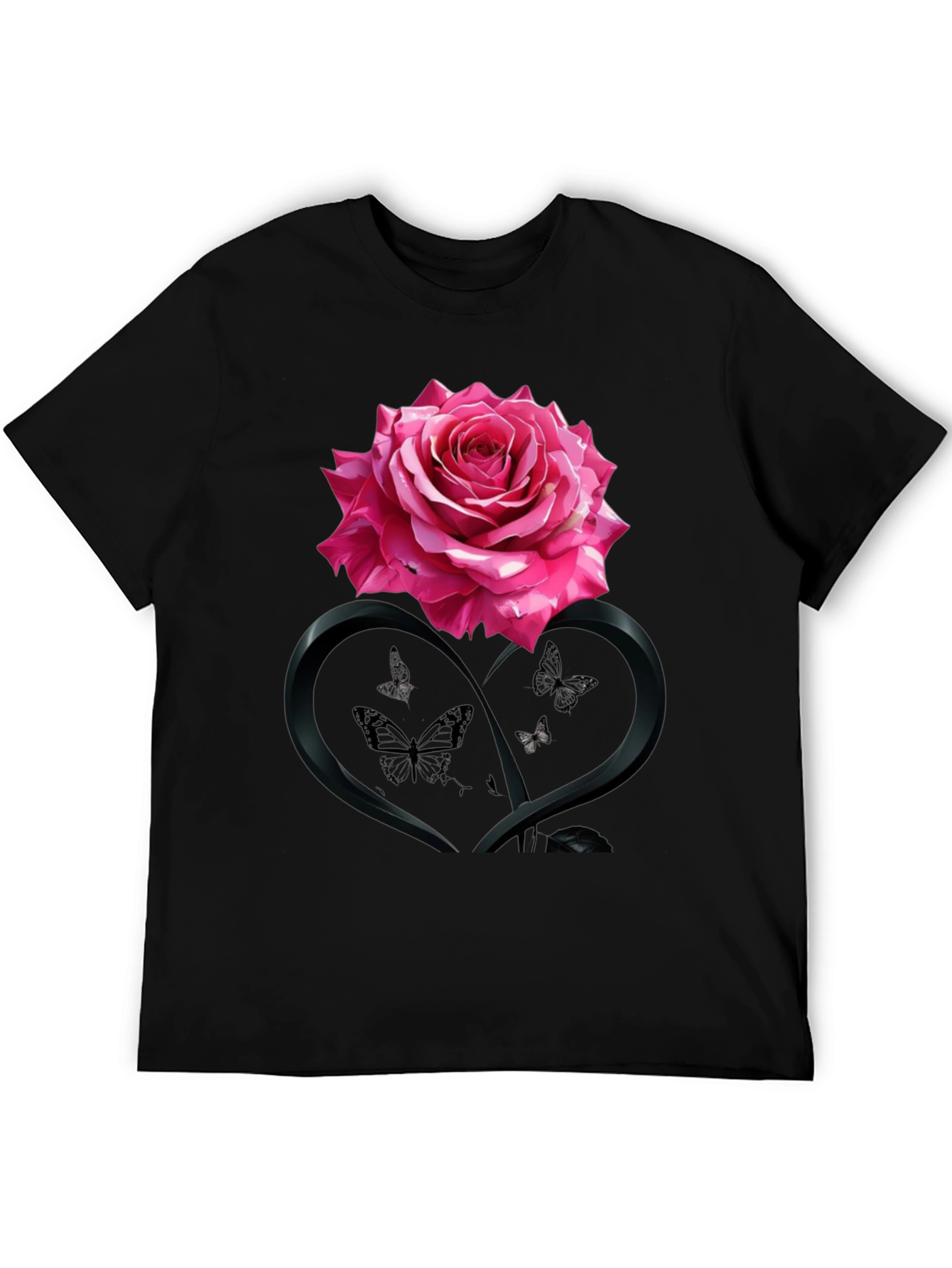 Rose Heart Butterfly Graphic Tee
