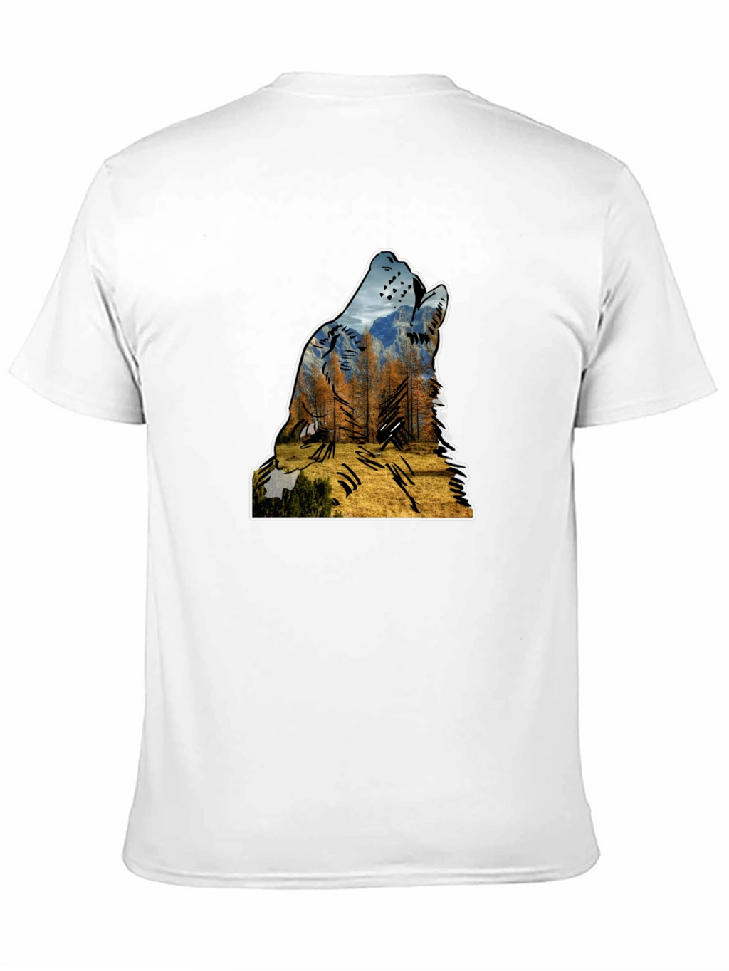 Wolf Silhouette Nature Graphic Mens Black T-Shirt