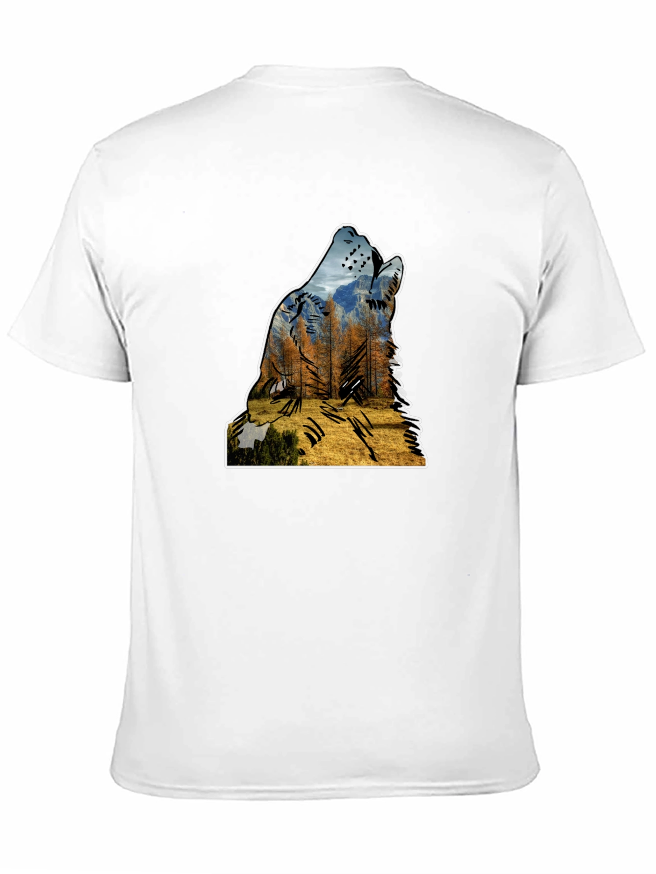 Wolf Silhouette Nature Graphic Mens Black T-Shirt