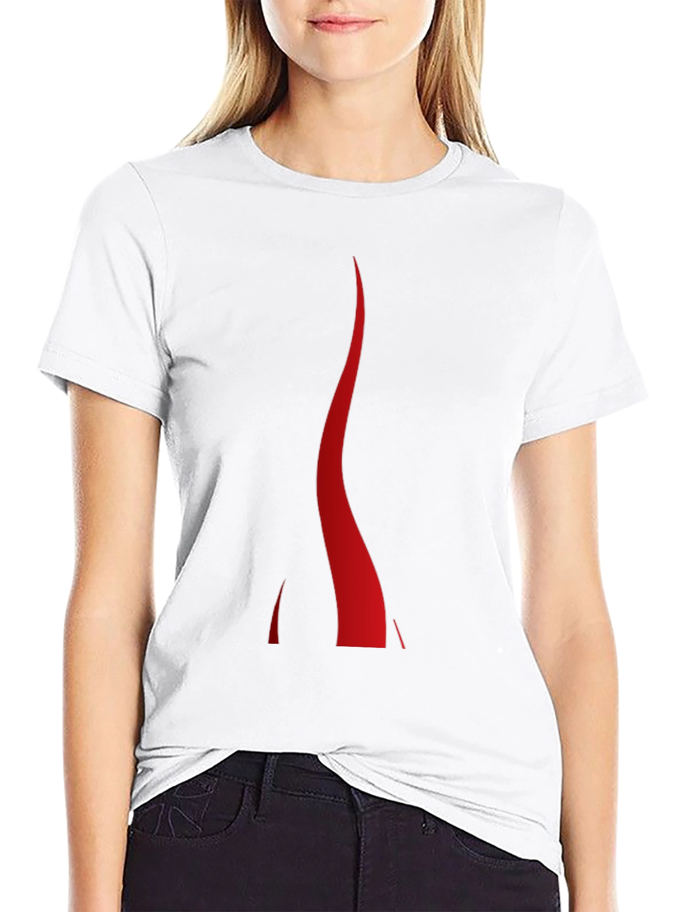 Mens Black T-Shirt with Abstract Red Flame Design