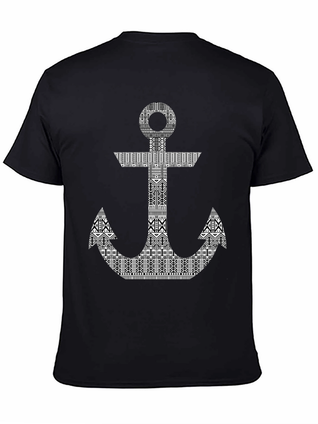 Tribal Anchor Black T-Shirt - Nautical Style
