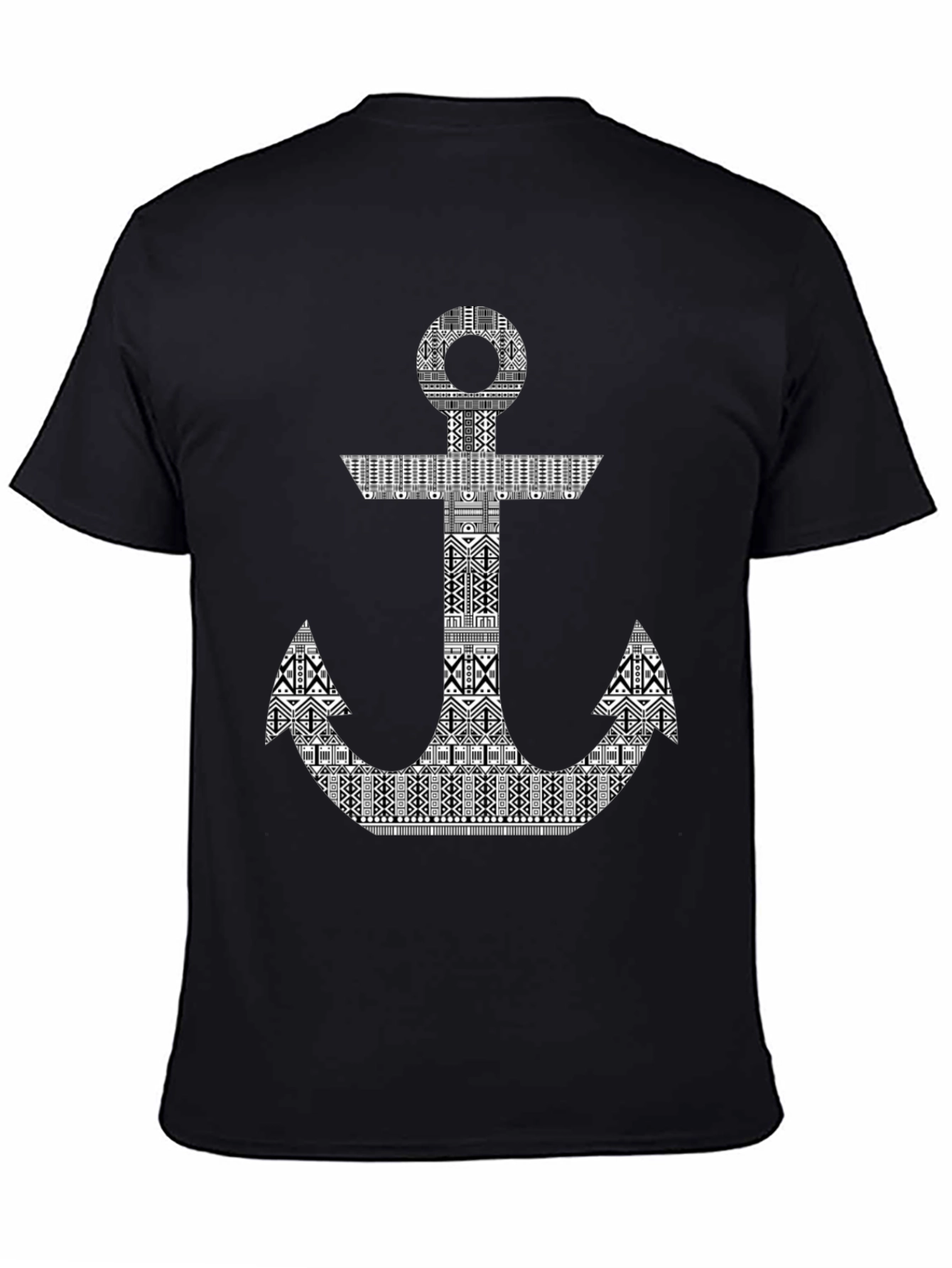 Tribal Anchor Black T-Shirt - Nautical Style