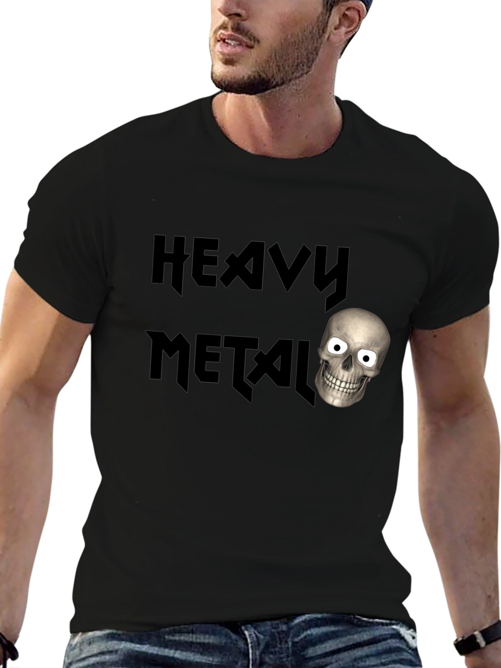 Heavy Metal Skull T-Shirt - Black
