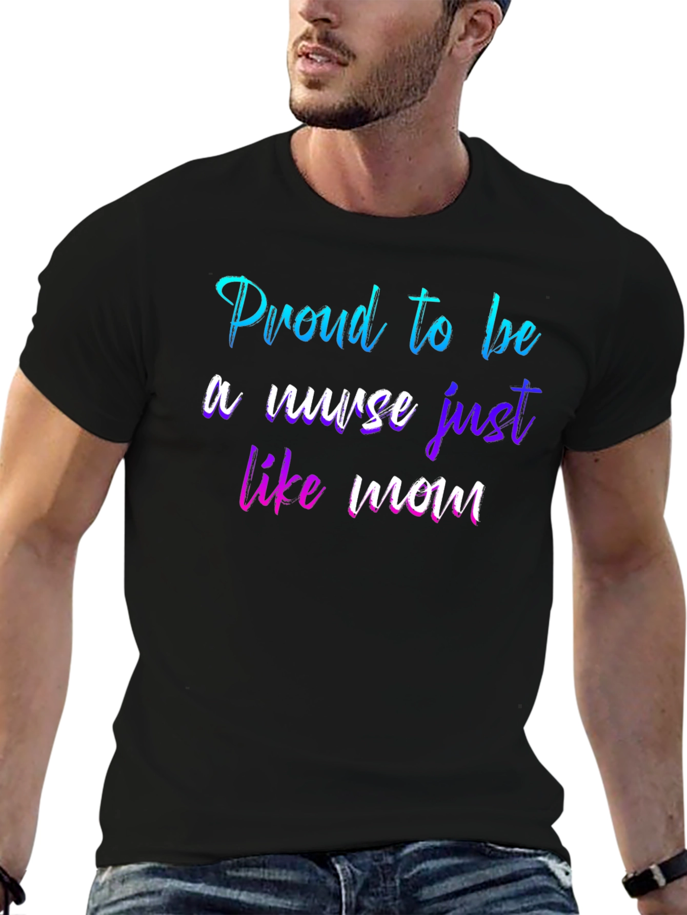 Proud Nurse Like Mom T-Shirt - Black