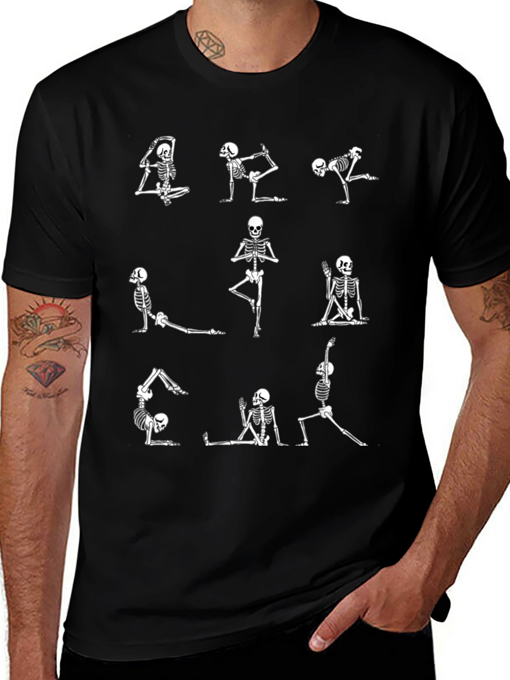 Yoga Skeleton Graphic Tee - Black T-Shirt