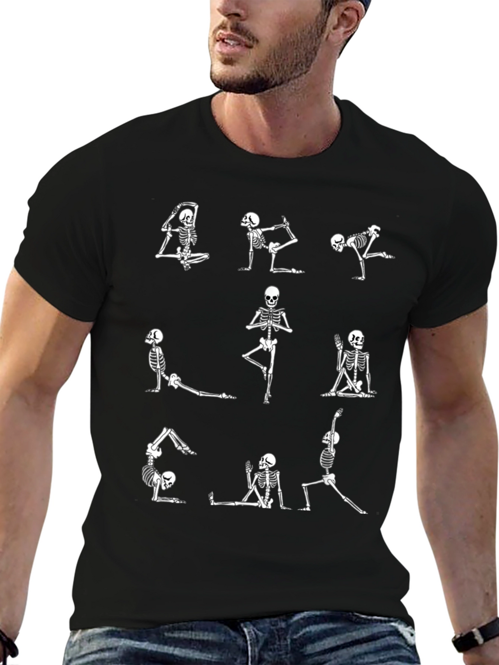 Yoga Skeleton Graphic Tee - Black T-Shirt