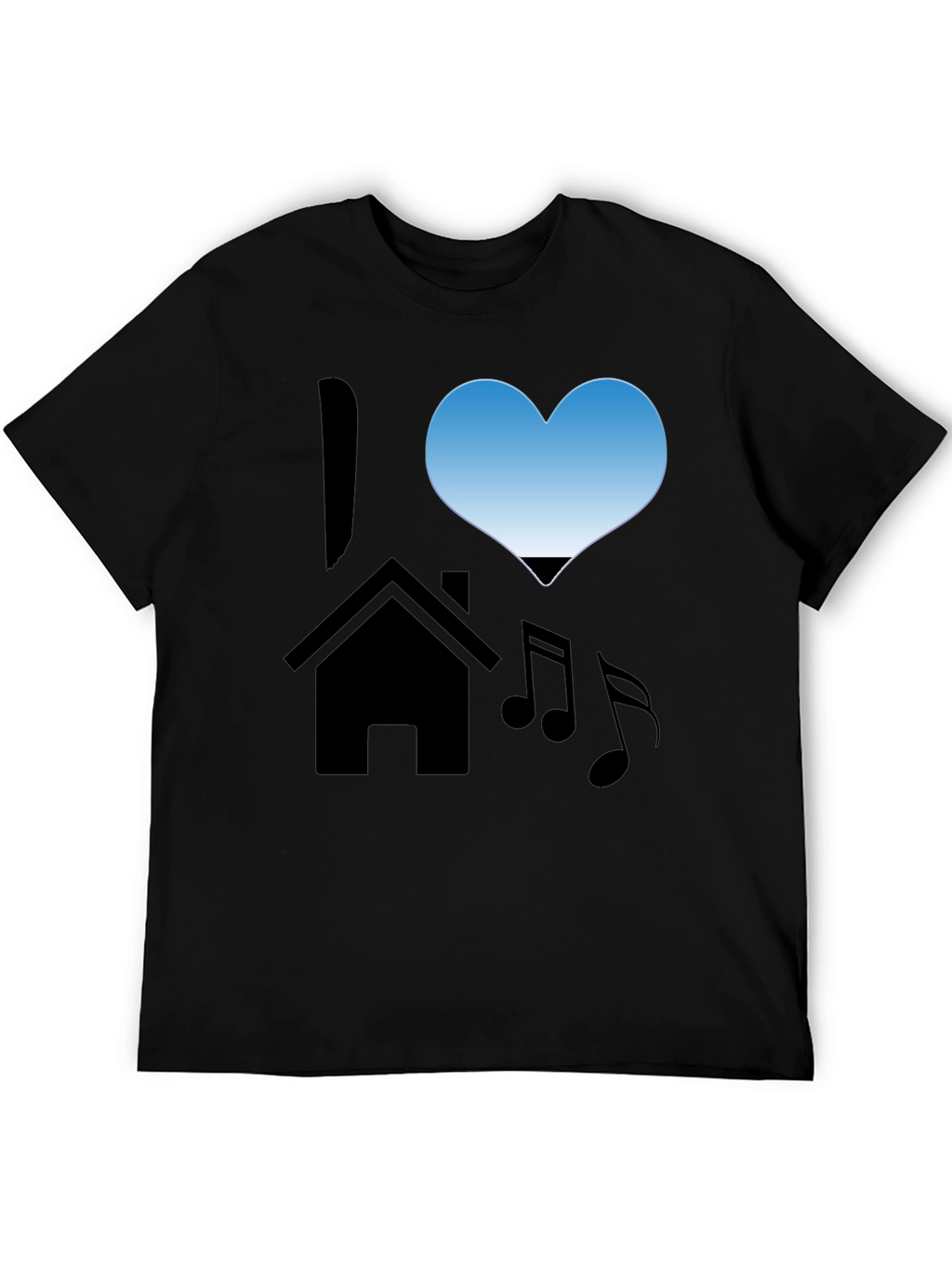 I Love House Music Black T-Shirt