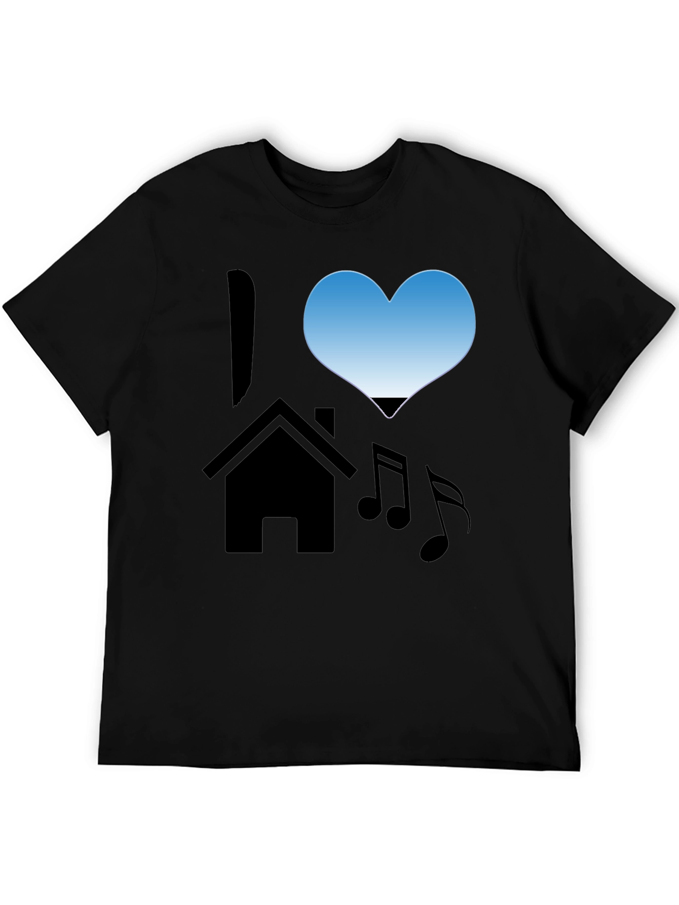 I Love House Music Black T-Shirt