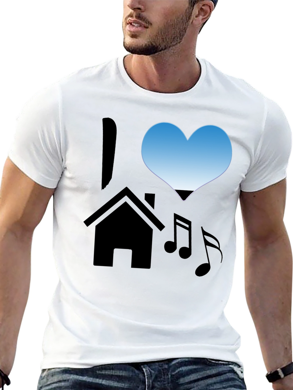 I Love House Music Black T-Shirt