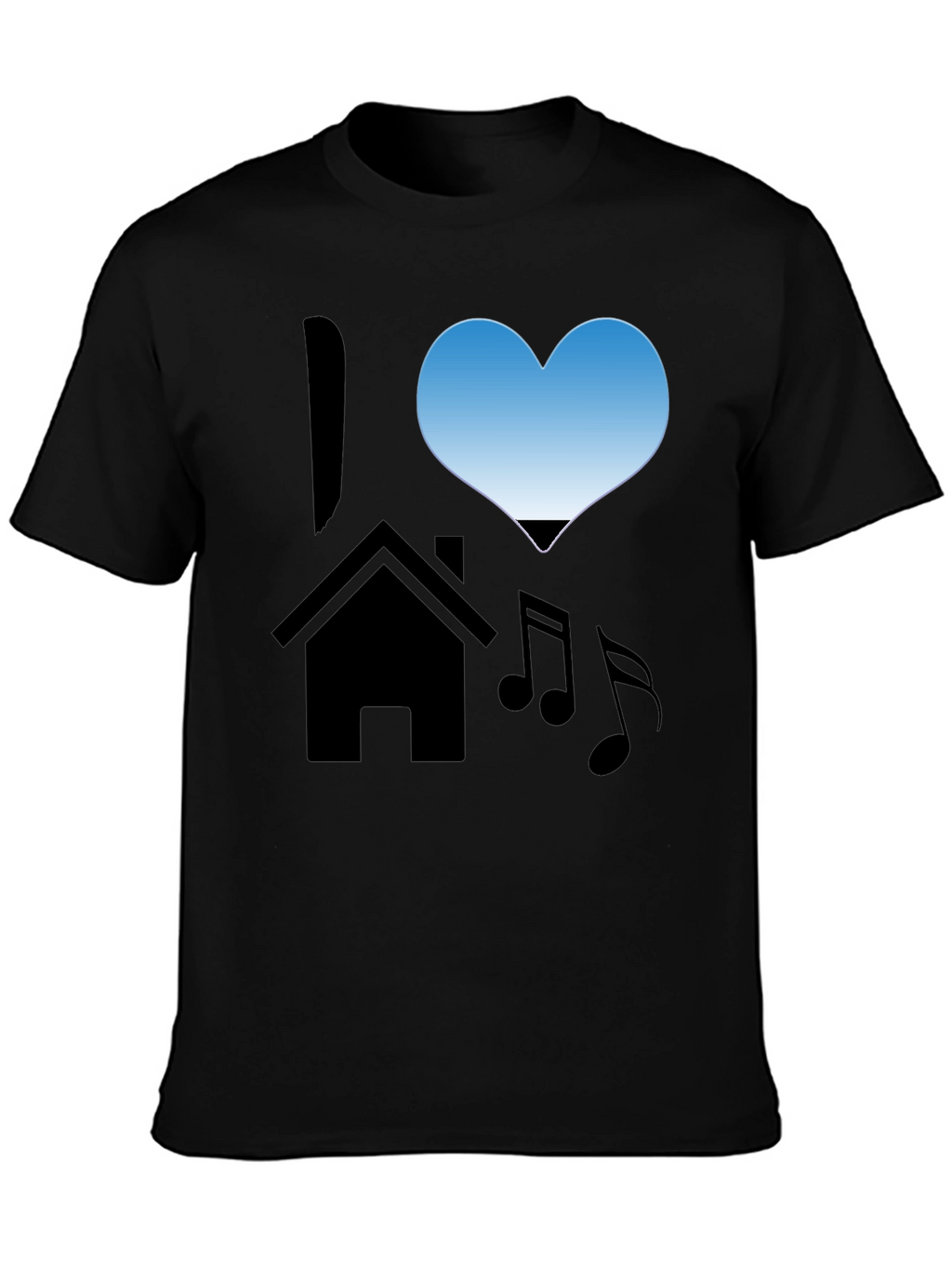 I Love House Music Black T-Shirt