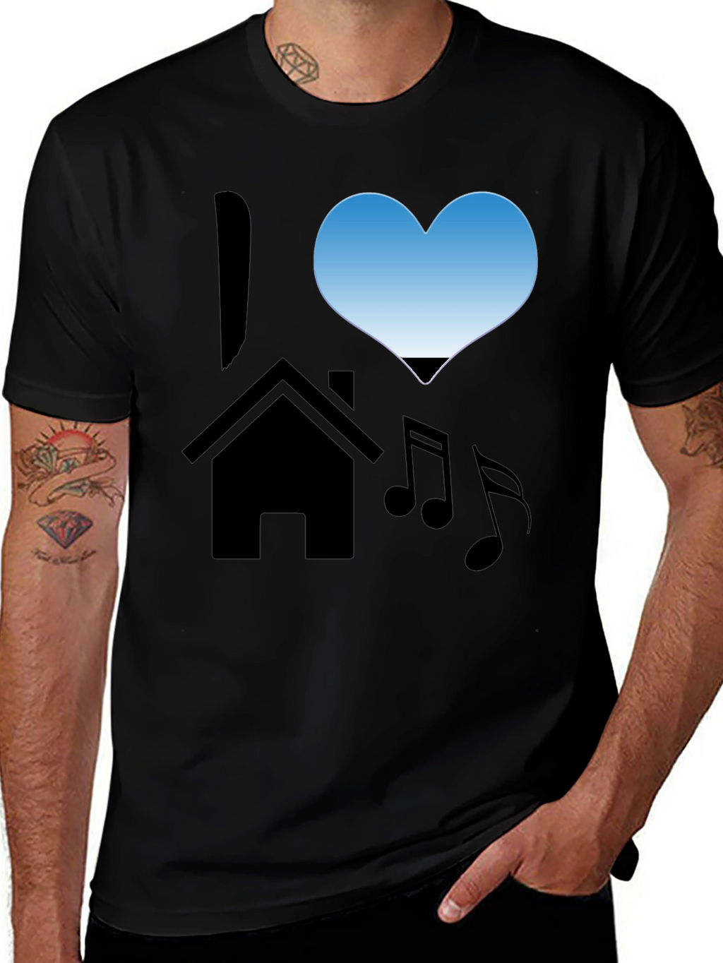 I Love House Music Black T-Shirt