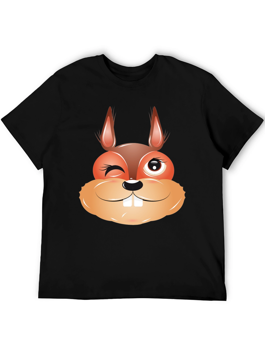 Funny Squirrel Face Graphic Black T-Shirt