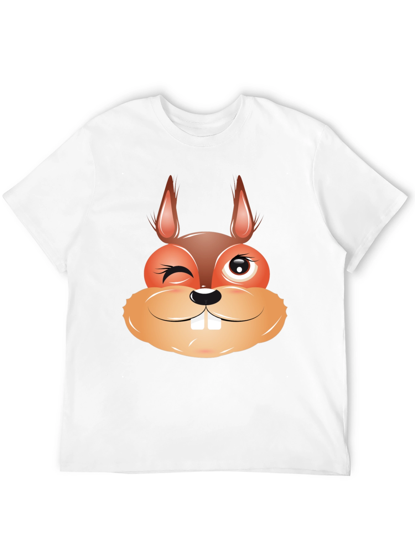 Funny Squirrel Face Graphic Black T-Shirt