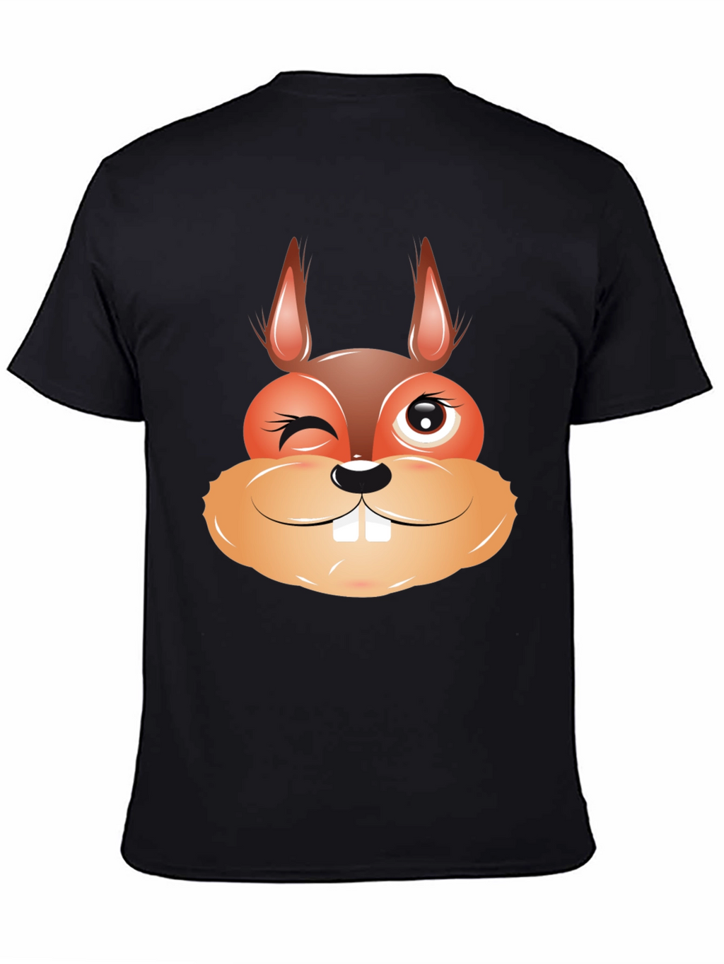 Funny Squirrel Face Graphic Black T-Shirt