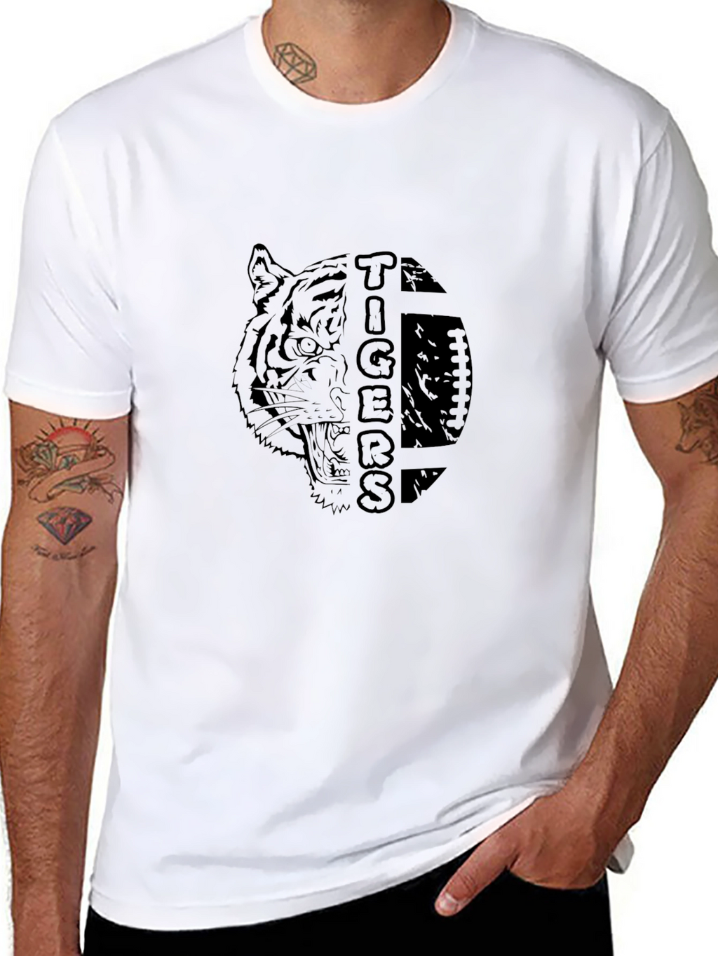 Tigers Graphic Print Black T-Shirt