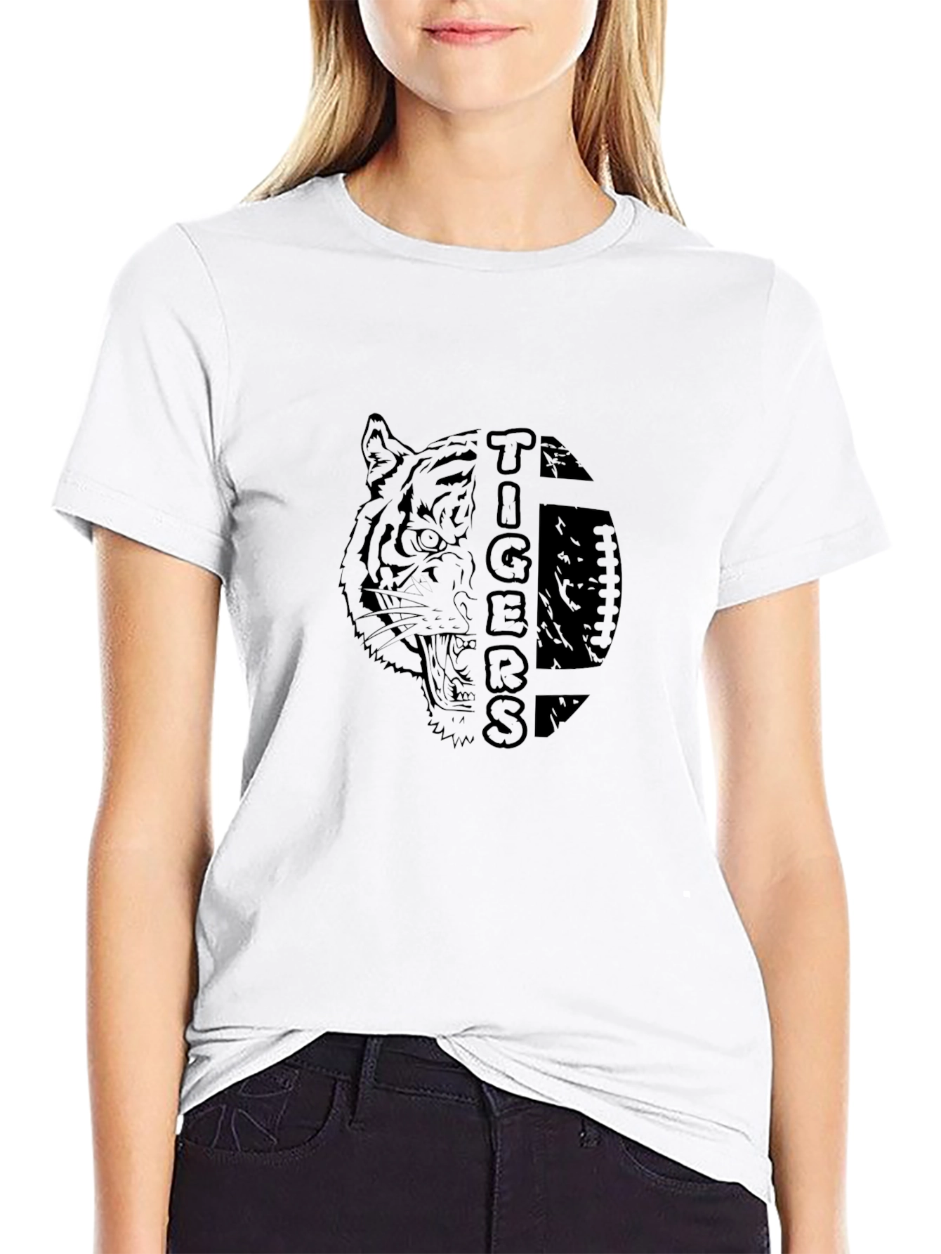 Tigers Graphic Print Black T-Shirt