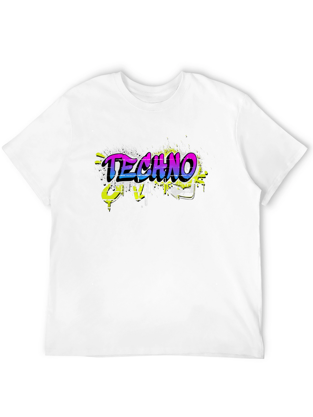 Techno Music Graffiti Style Black T-Shirt