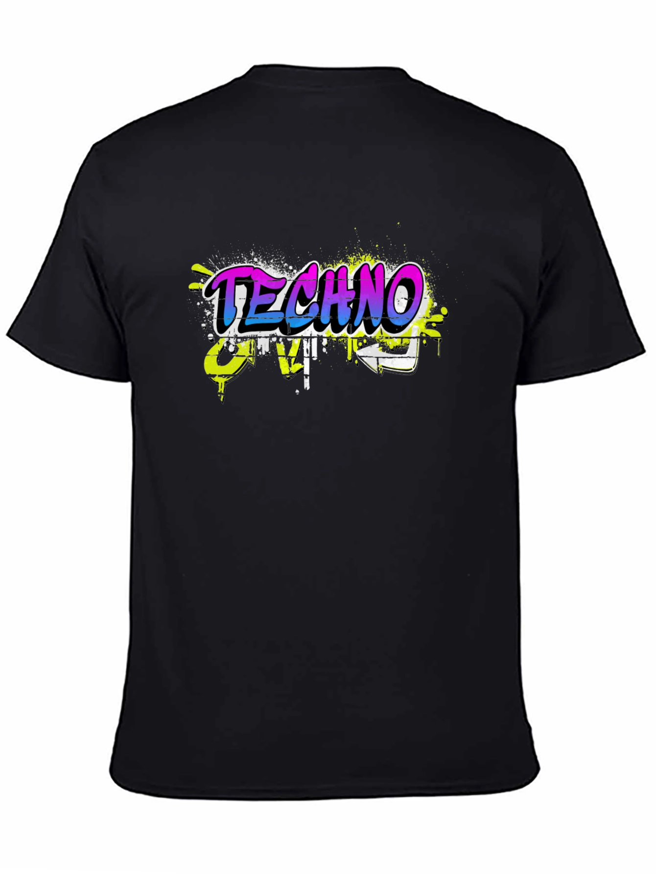 Techno Music Graffiti Style Black T-Shirt
