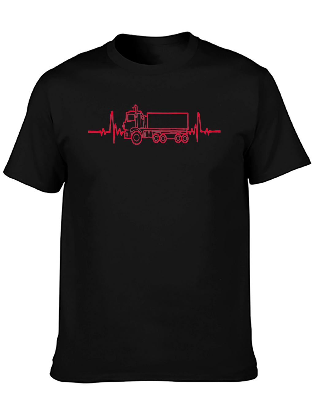 Truck Heartbeat Graphic T-Shirt - Black