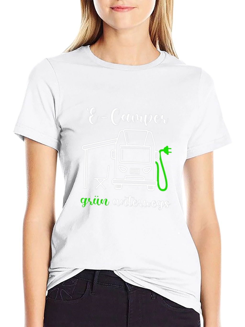 E-Camper Green T-Shirt: Electric Vehicle Adventure
