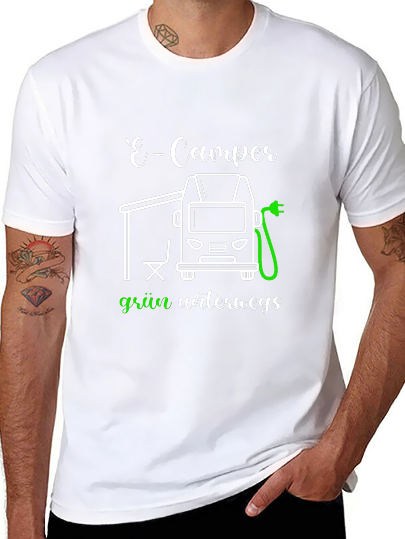 E-Camper Green T-Shirt: Electric Vehicle Adventure