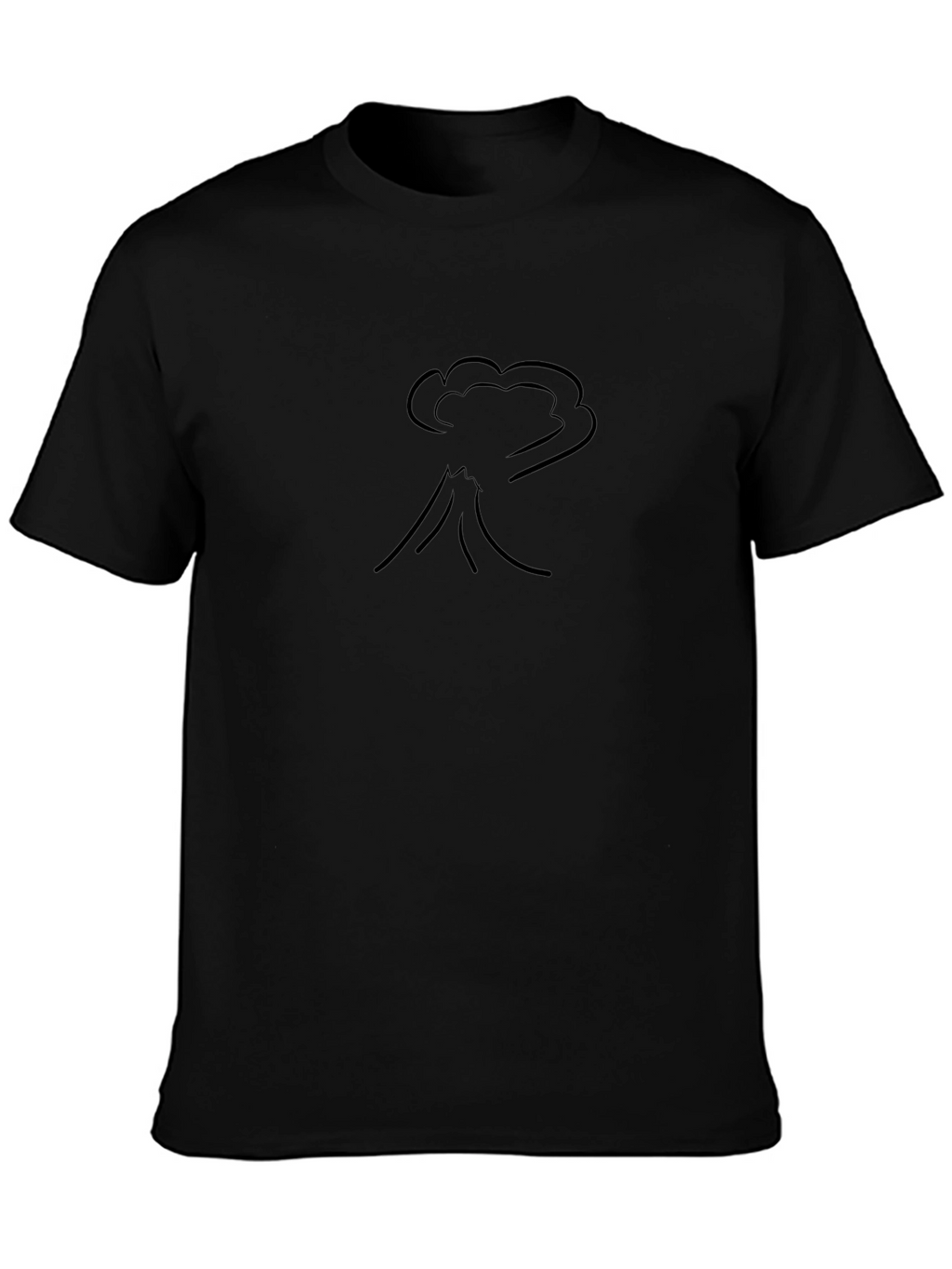 Volcano Eruption Graphic Print Black T-Shirt