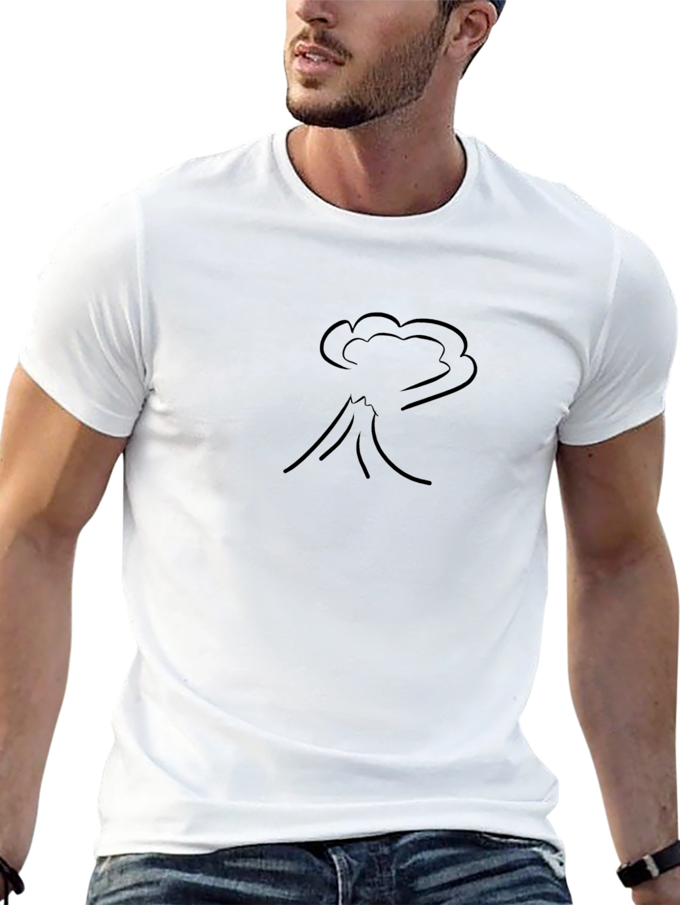Volcano Eruption Graphic Print Black T-Shirt