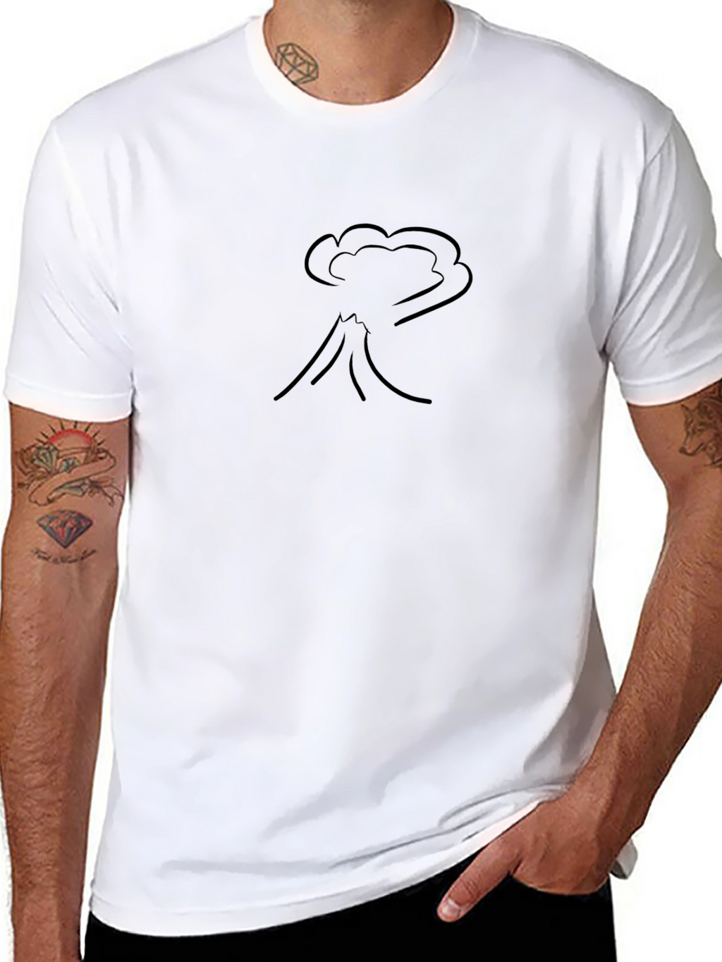 Volcano Eruption Graphic Print Black T-Shirt